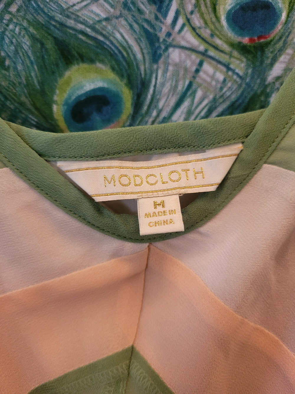 ModCloth Blush Pink and Sage Striped Midi Dress - Picture 3 of 5
